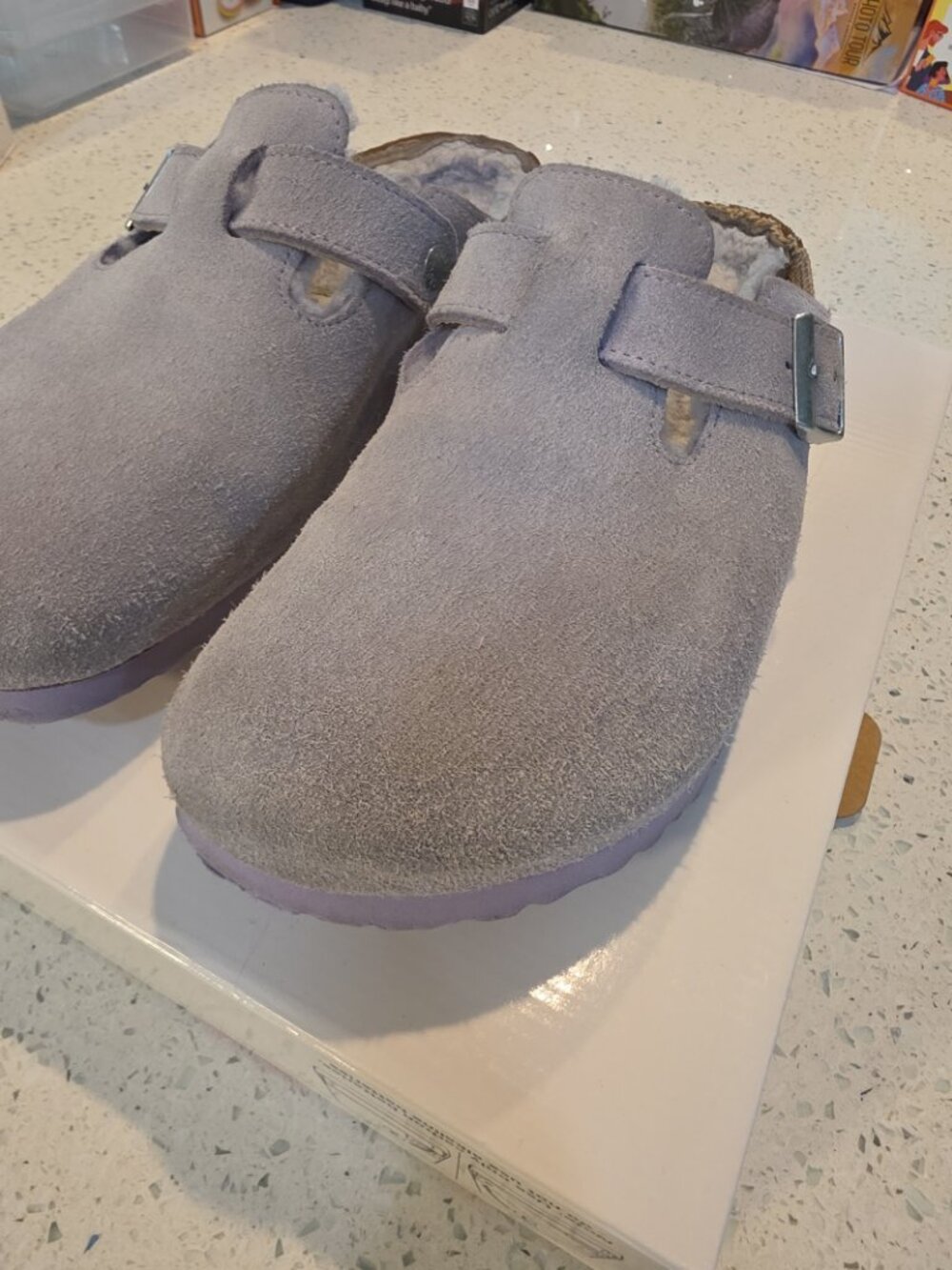Birkenstock Shearling Boston Clog Purple Fog — 42 / L11 - Picture 3 of 7